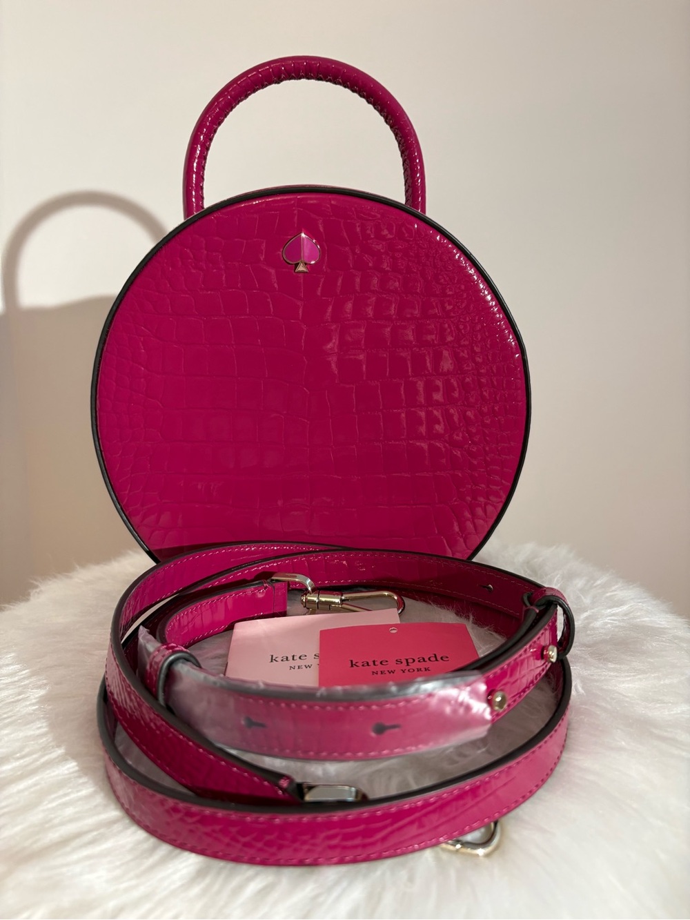 NWT Kate Spade Andi Croc-embossed berry blitz magenta pink